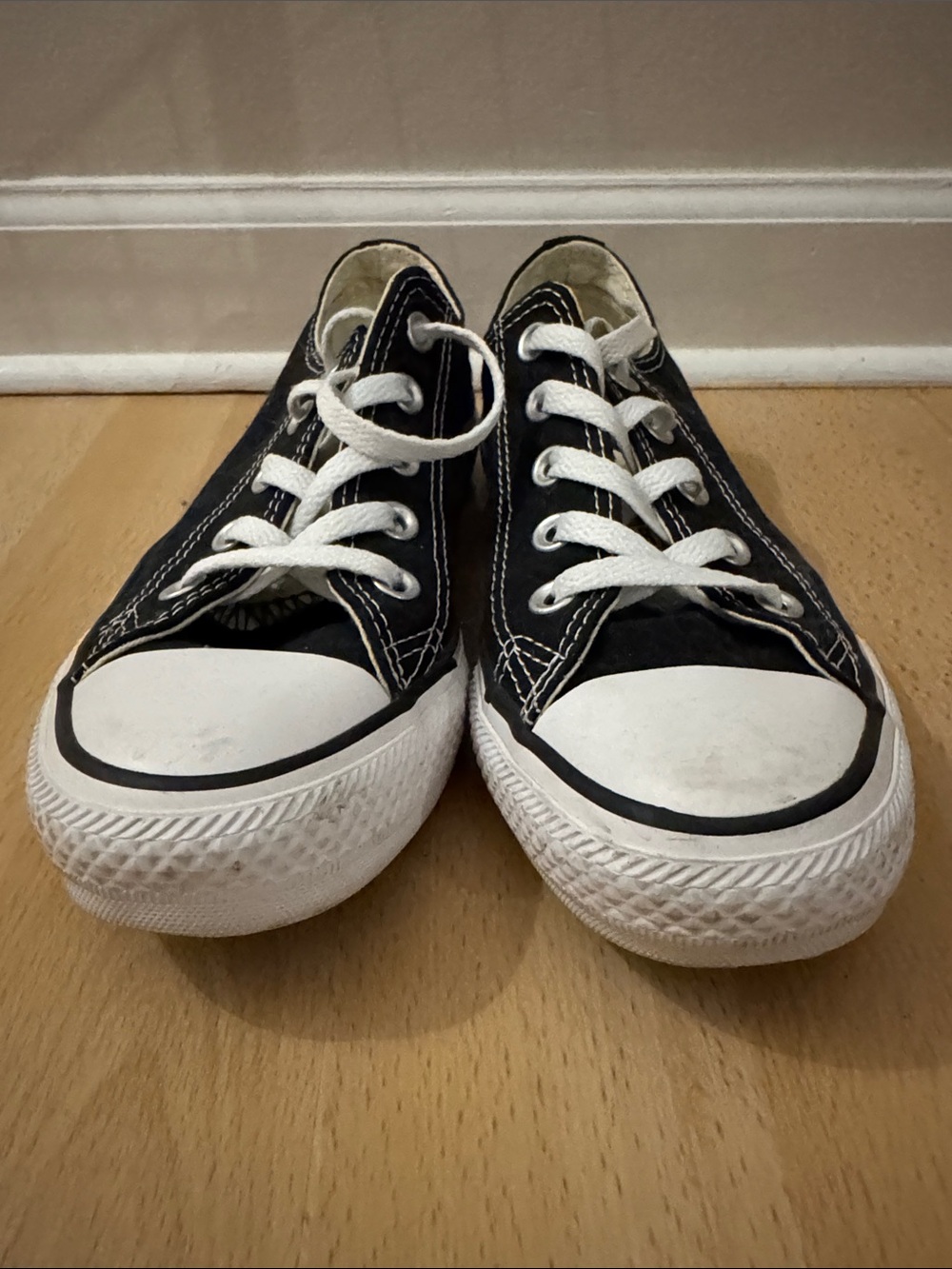 Women’s Black Low-Top Canvas Sneakers with White Toe Cap